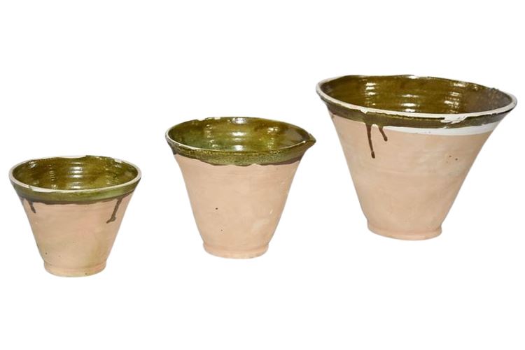 Three (3) Graduated Pottery Bowls