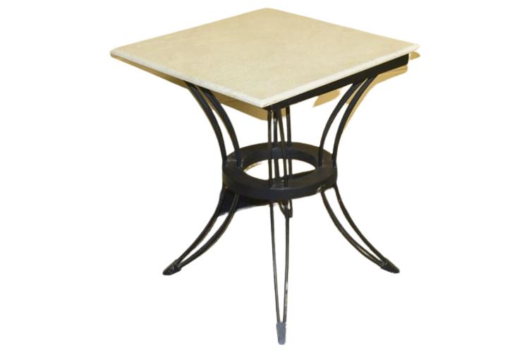 Contemporary Marble Top End Table With Metal Base
