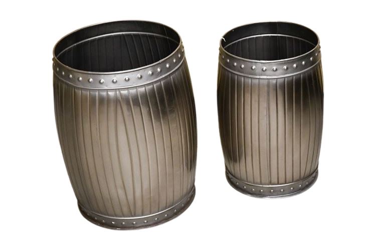 Two (2)  Galvanised  Look Ribbed Planters