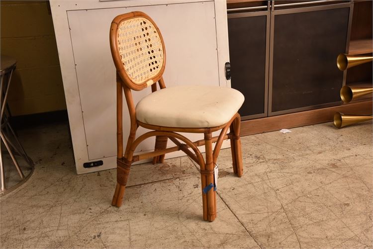 Cane Back Bamboo Chair With Cushion