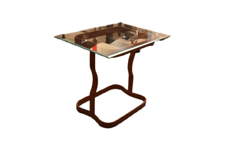 Leather Table Base With Glass Top
