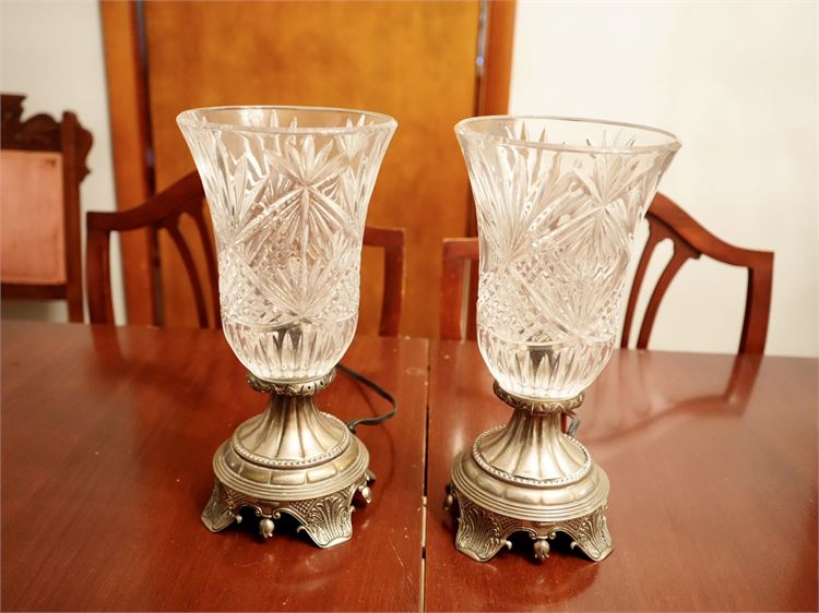 Pair Cut Glass Candle Lights