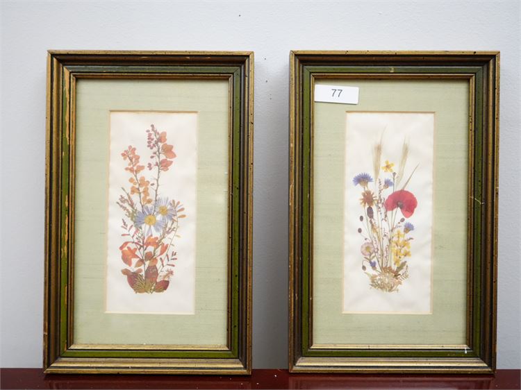 Vintage Pair Framed Flowers