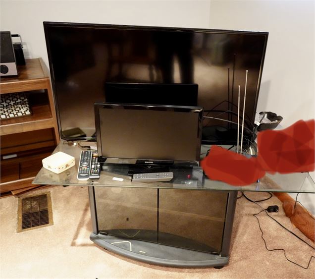 TV Stand And Items On Stand