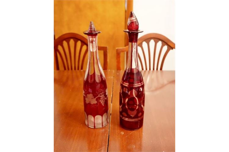 Pair Ruby Decanters
