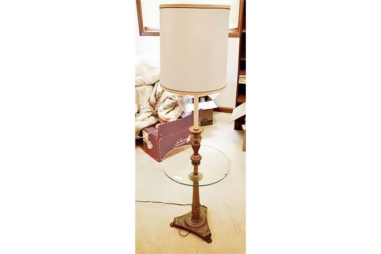 Vintage Glass and Gilt Lamp Table