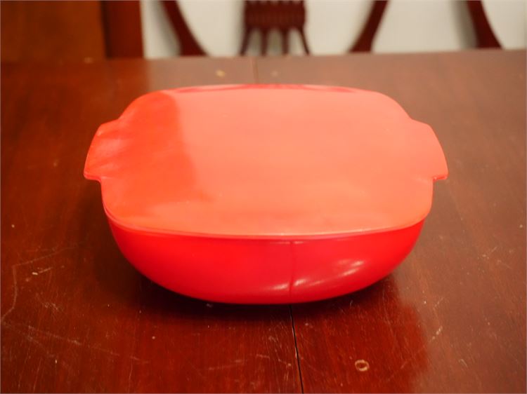 Mid Century Red Covered Pyrex Bowl