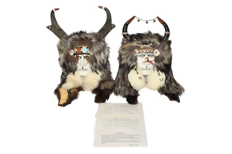 Two (2) Kathryn Yauney Native American Masks