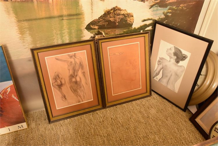 Three (3) Framed Nudes