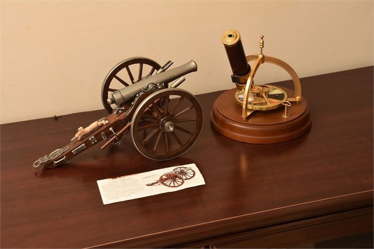 1:12 Scale 12-Pound Cannon / Brass Kaleidoscope Tabletop Decorative Music Box