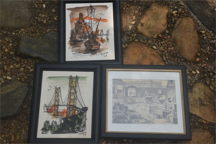 Three (3) Framed Nautical Themed Artworks Framed