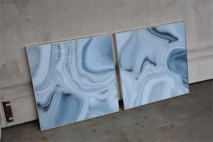 Pair Modern Blue Artworks