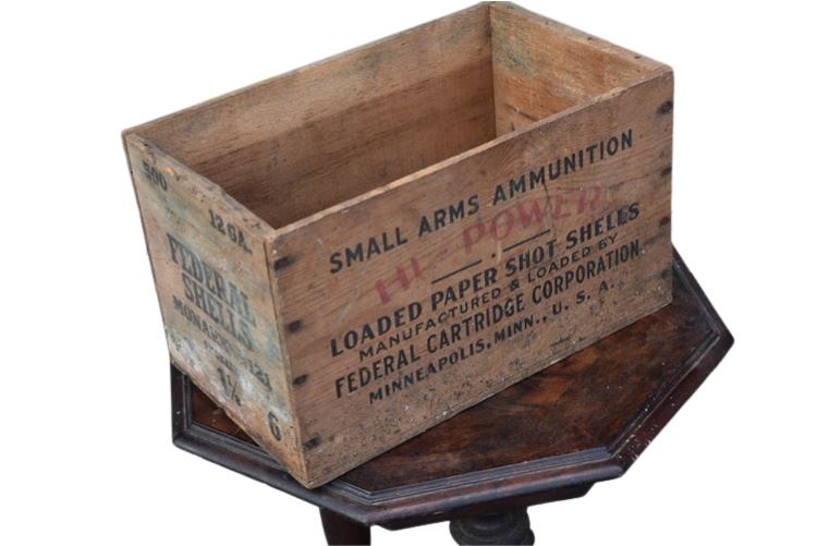 Vintage Wooden Ammunition Box