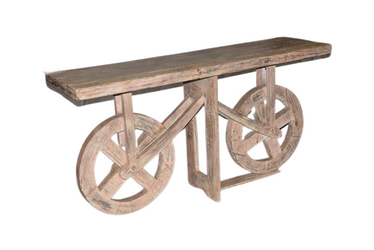 Solid Wood Rustic Cart Console Table