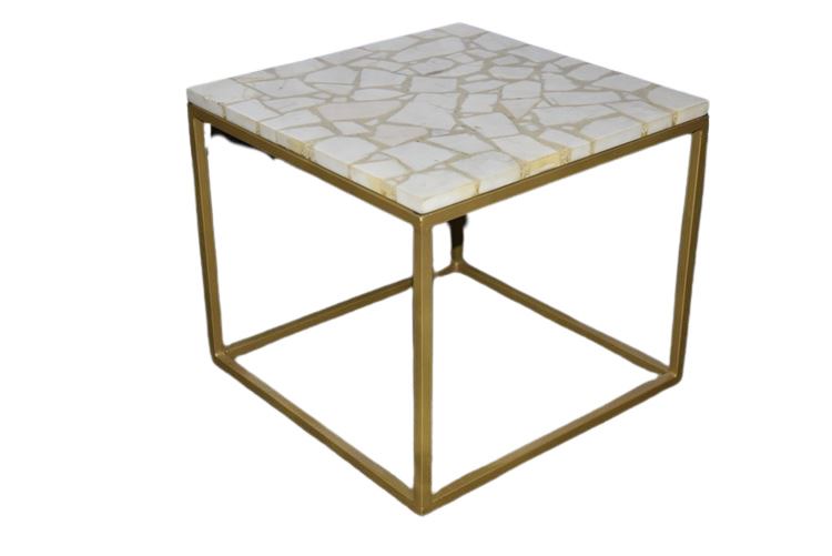 Modern Square Stone Top End Table