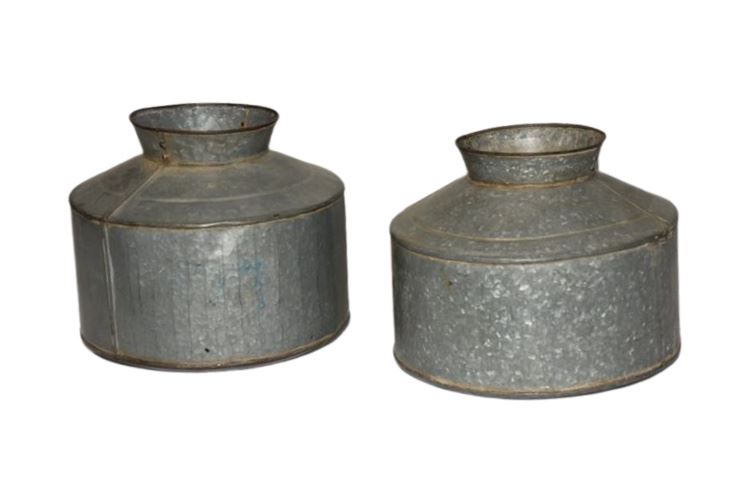 Pair Galvanized Metal Vases