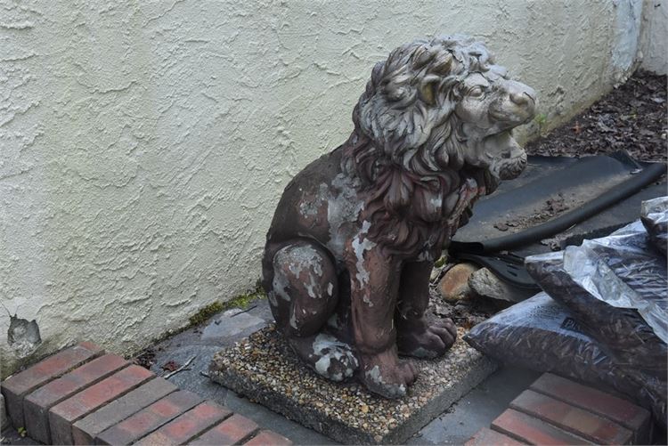 Pair Lion Garden Sculptures