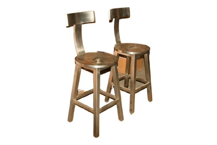 Pair High Back metal Stools