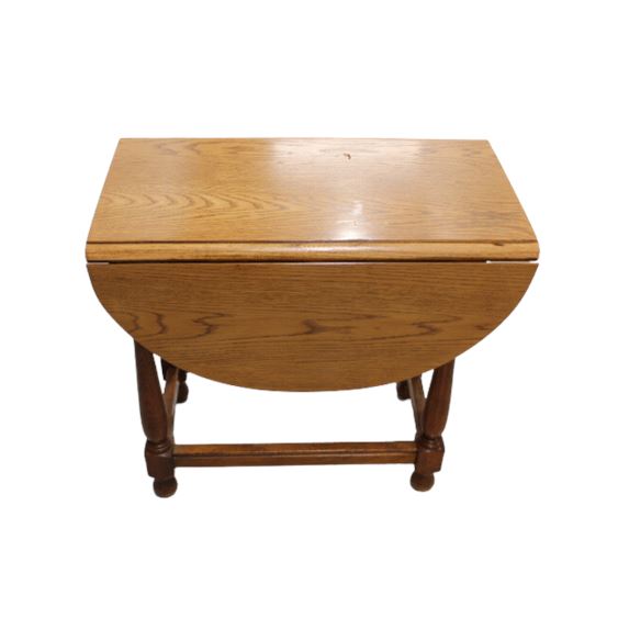 Oval Drop Leaf Side Table with Single Drawer
