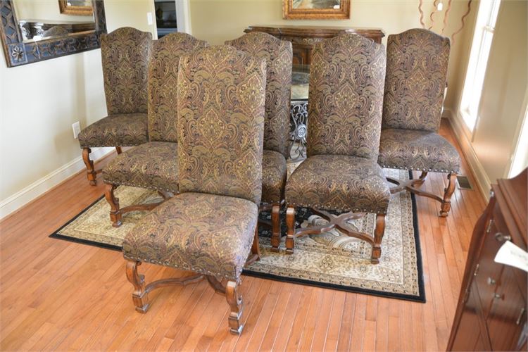 Six (6) Patterned and Upholstered Dining Chairs