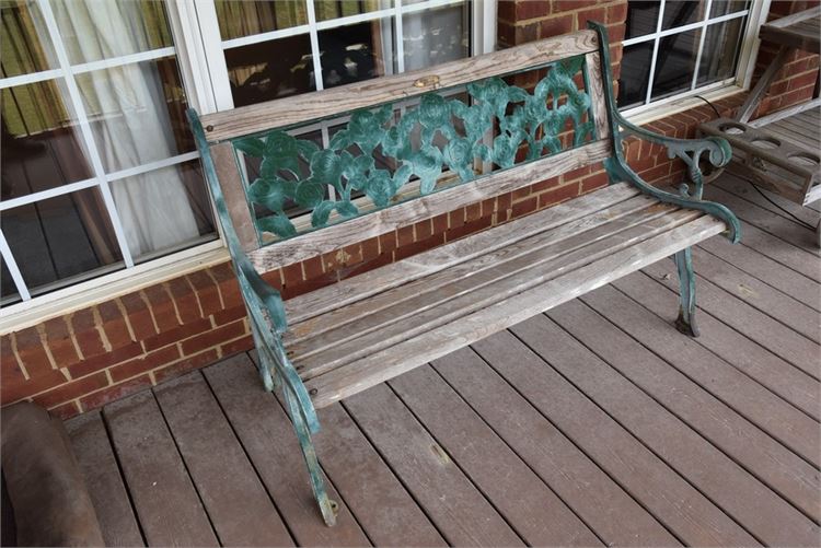 Wood and Metal Outdoor Bench