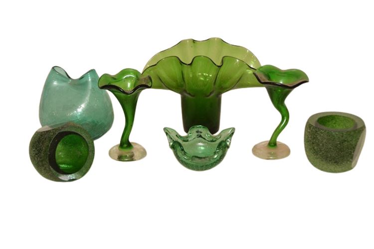 Group Green Glass Objects