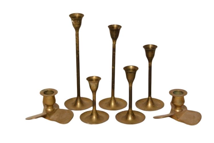 Group Brass Candle Holders