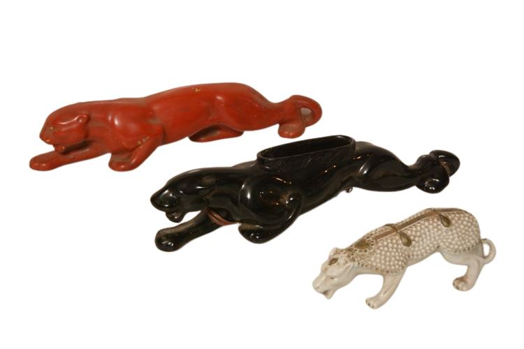 Three (3) Panther Figurines