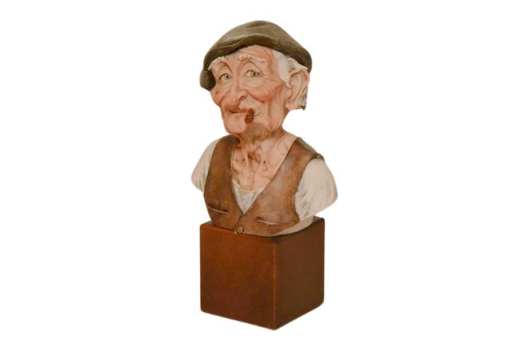 Vintage Capodimonte Old Man Smoking Cigar Bust Sculpture by Giuseppe Armani