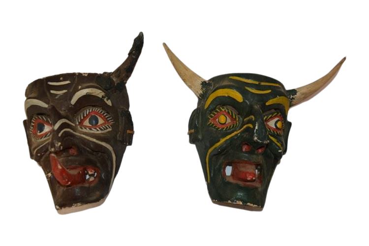 Two Painted Mexican Folk Art Masks