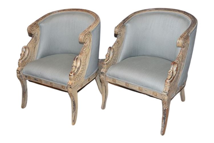 Pair French Style Swan Chair by Maitland Smith