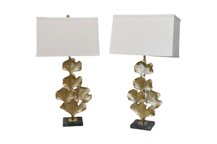 Pair Leaves Table Lamps