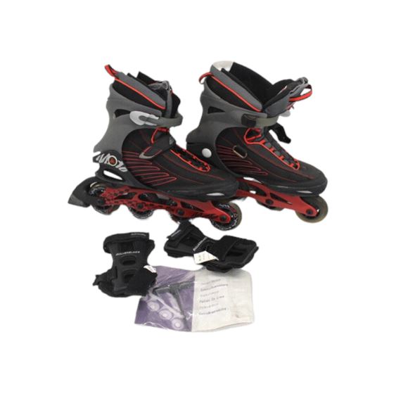 Men's Moto Inline Rollerblade Skates Sz13 and Wrist Guards, 4 Pc