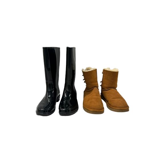 Pair UGG and Black Rain Boots (Sz 7 and 7W)