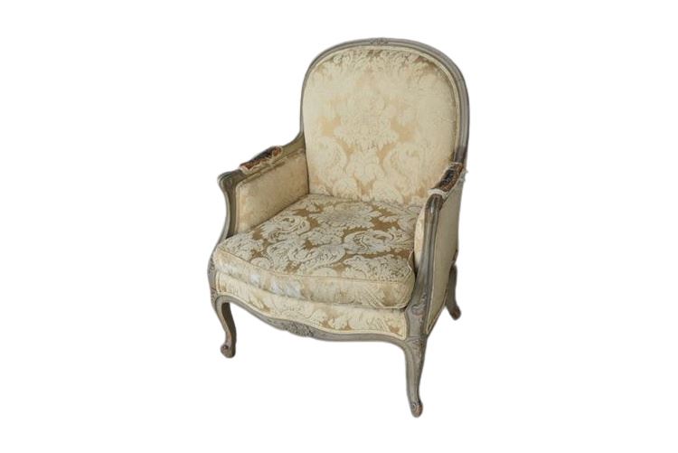Vintage Louis XV Style Painted Bergere