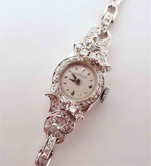 14K White Gold 0.72 Carat Diamond Watch