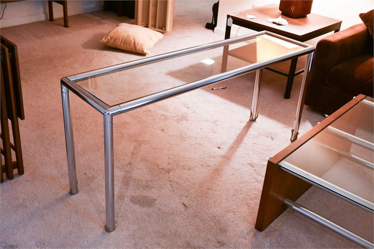 Silver Tone Bamboo Look Console Table