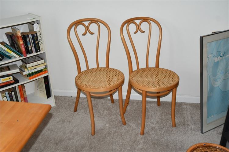 Pair Cane Seat Chairs