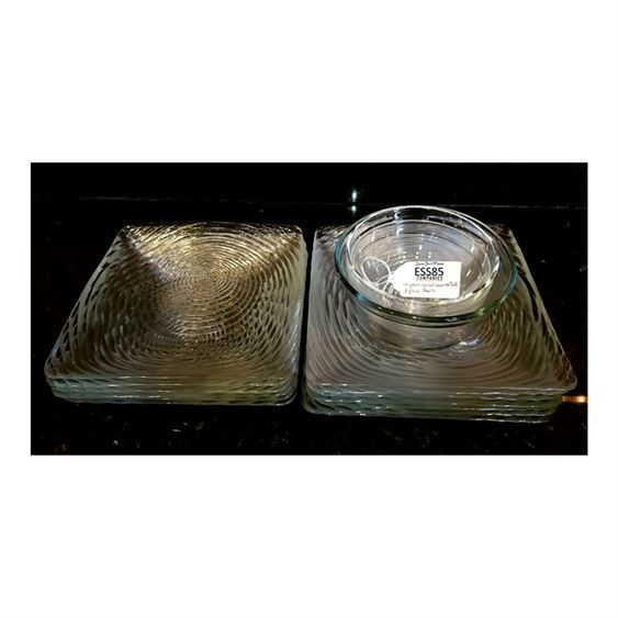 Zeus Swirl 9" Glass Salad Plates and Bowls, 16 Pc