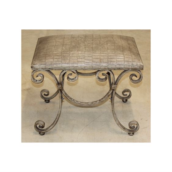 Uttermost Leontina Faux Crocodile Embossed Cushioned Bench