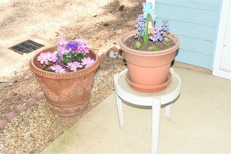 Two (2) Planters and Plant Stand