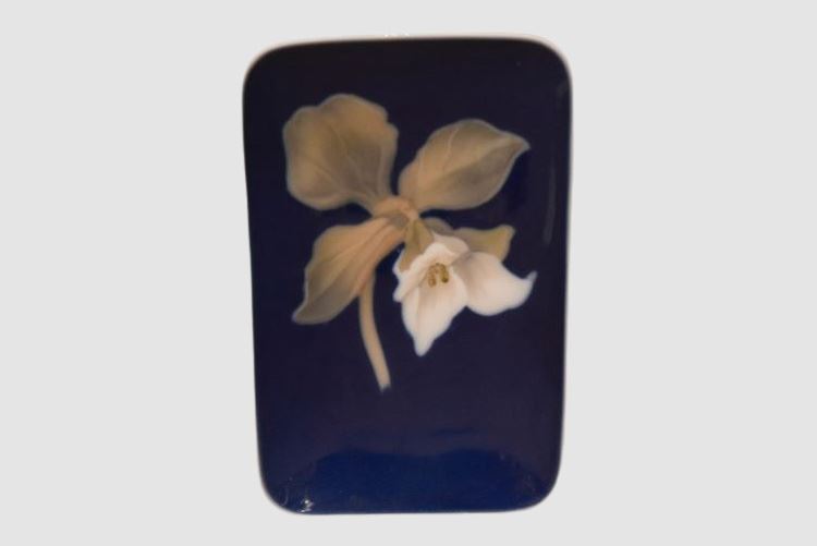 Royal Copenhagen Dark Blue Square Bowl with Flowers