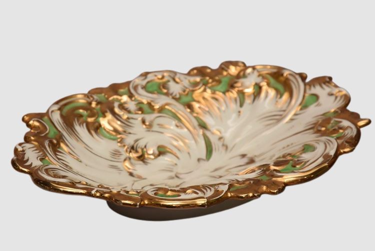 Meissen Gold and Green Serving Dish