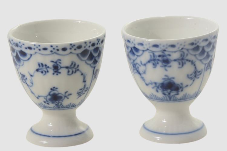 Pair Royal Copenhagen Blue Fluted Half Lace Egg Cup