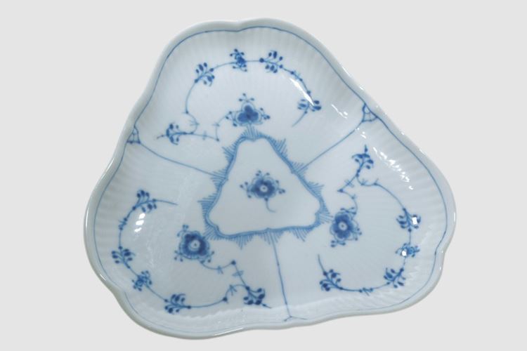 Royal Copenhagen Blue Fluted Danish Porcelain Half Lace Salad tray, Triangular