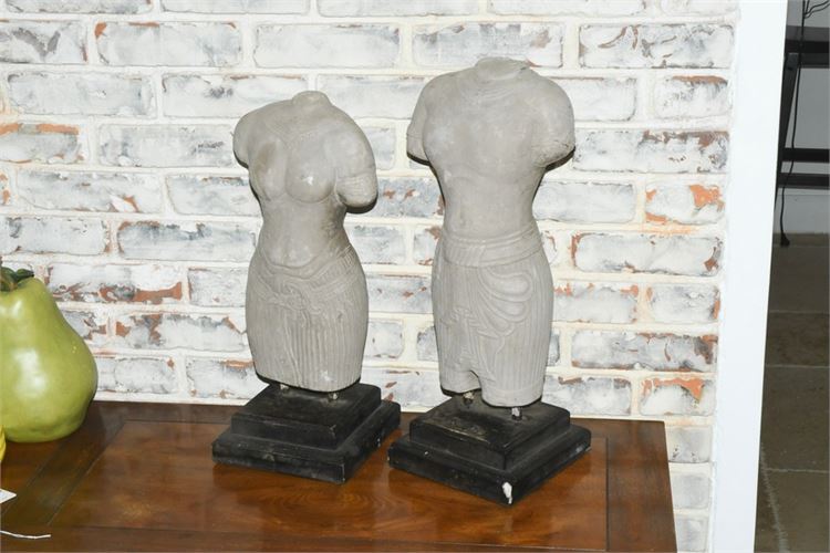 Pair Female Torso Sculptures
