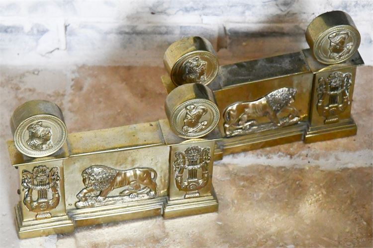 Classical Style Brass Lion Motif Bookends