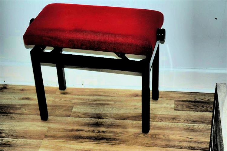 Red Upholstered Adjustable Piano Bench