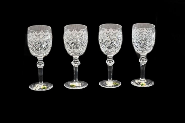 Four (4) Waterford Crystal Wine Glasses