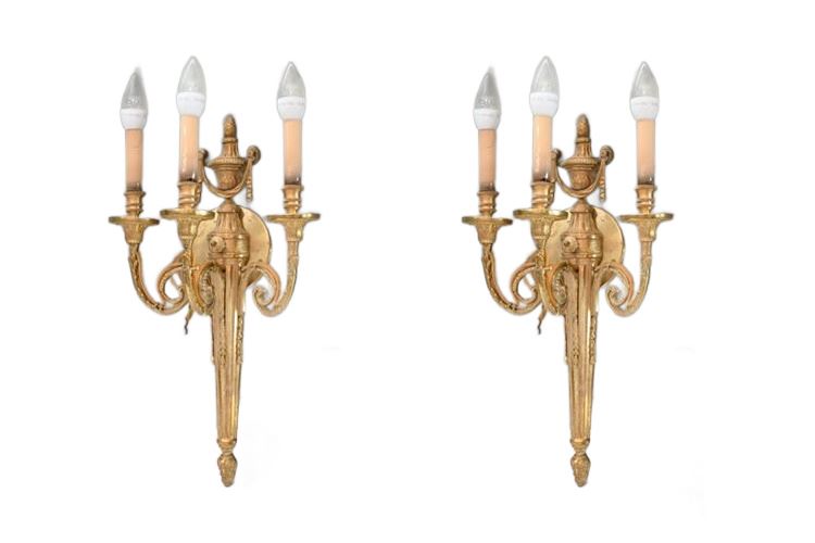 Pair Gilt Wall Sconces